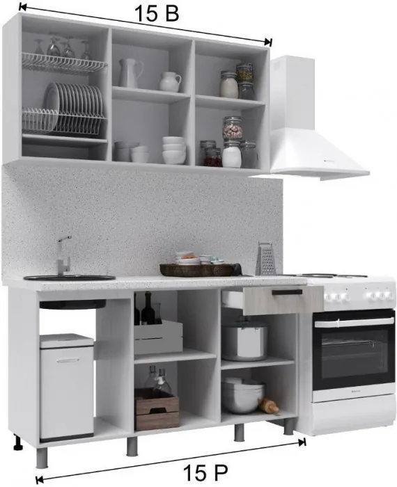 Кухонный гарнитур Тоскана 1,5м Белый/Графит