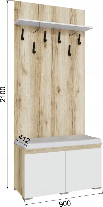 Плейона Тумба с вешалкой делано/белый