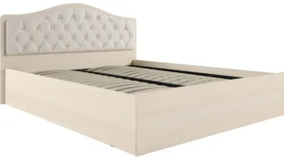 Кровать Дели дуб молочный + велюр карамель, ортопед 140