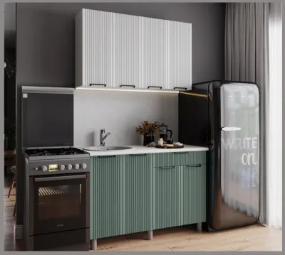 Кухонный гарнитур Кампео 1,2м Белый снег/Бриз