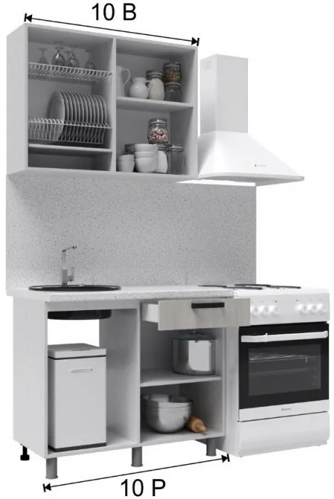 Кухонный гарнитур Григгс 1,0м камень светлый/камень темный