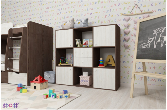 Стеллаж Джери (Винтерберг/Белое дерево)