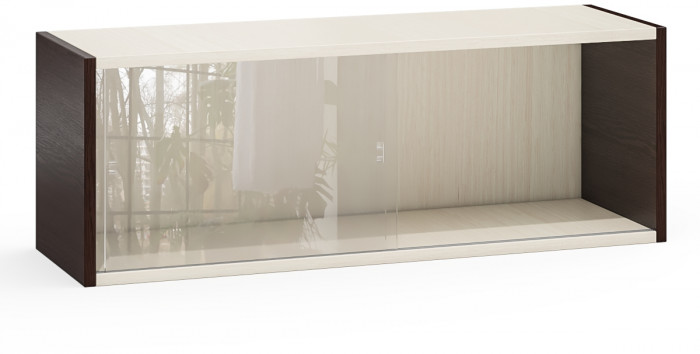 Полка книжная С-МД-КН01, цвет венге/дуб, ШхГхВ 83х25х30 см., стеклянные дверцы (ДВА ЦВЕТА венге и дуб)