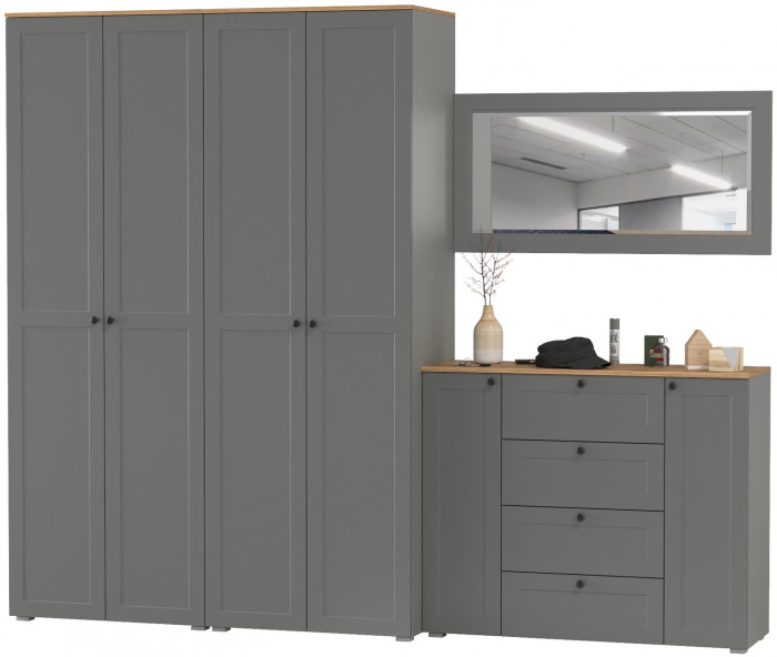 Остин Прихожая 26, серый графит/дуб крафт золотой