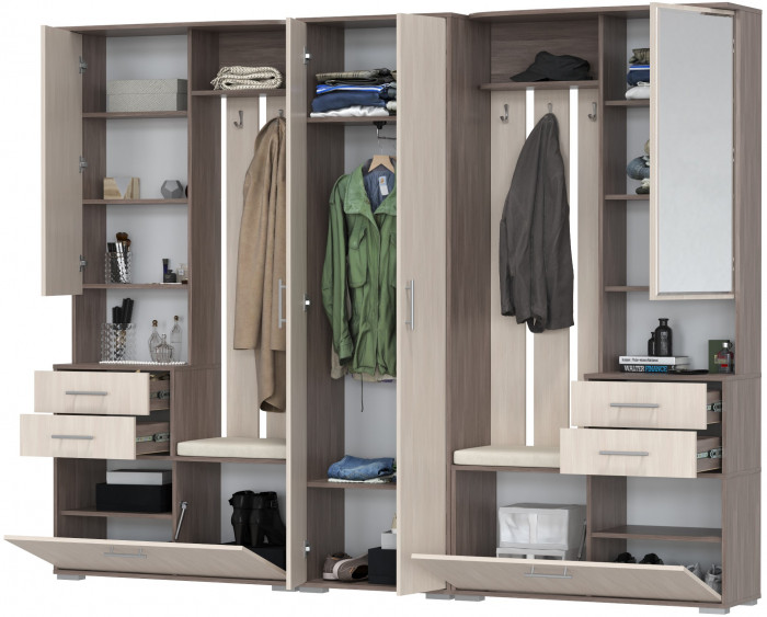 Прихожая Домино 3, бодега тёмный/бодега светлый