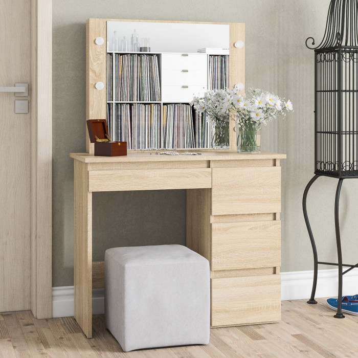 Стол косметический с подсветкой Сура, дуб сонома