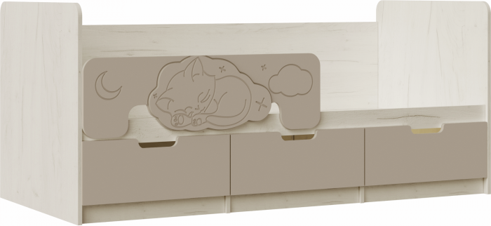 Юниор-4 Кровать 80х180 (Шарли белый, Крафт белый)