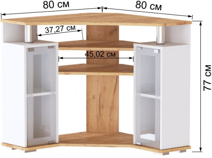 Угловая Тумба ТВ 044(2у), крафт золотой/белый