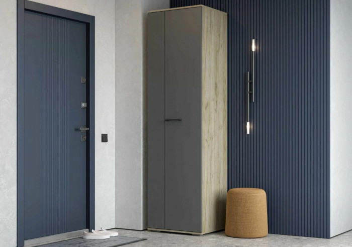 мс для прихожей Бостон ШК-600 дуб крафт серый/серый графит