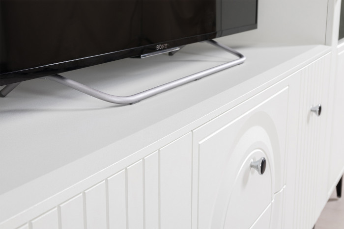 Валенсия Гостиная № 087, цвет ЛДСП белый шагрень/МДФ белый шагрень, ШхГхВ 405,3х38,3х225,2 см., универсальная сборка