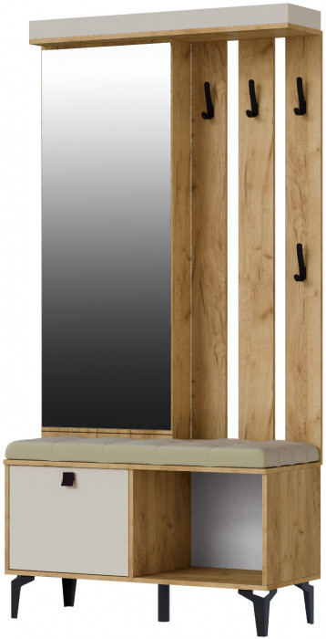 Модульная прихожая Милан, набор 2, Крафт золотой/Кашемир