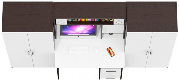 С-МД-СК9 Компоновка № 01, цвет венге/белый шагрень, ШхГхВ 242х70х160 см., НЕ универсальная сборка