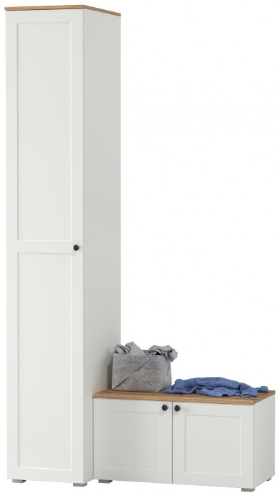 Остин Прихожая 11, цвет белый шагрень/дуб крафт золотой, ШхГхВ 120х54,3х229,6 см., универсальная сборка