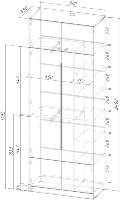 КАНТРИ Шкаф ШК-001 (Шкаф комбинированный, 2-ств.)