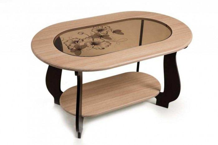 Стол журнальный СЖ-21 с рисунком Р2 венге/дуб