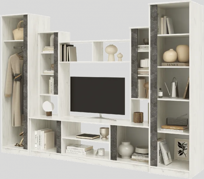 Гостиная Атлантида 5 (Крафт белый / Бетон темный)