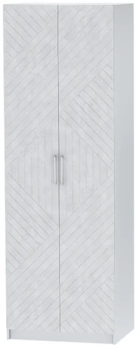 Шкаф двухдверный №1 "Иннэс-7" - Белый/Бетон снежный