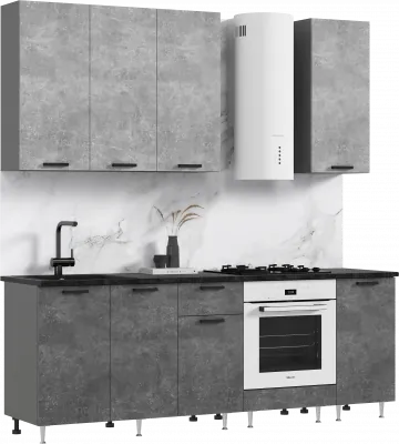 Кухня Рио NEW ЛДСП 2,2/900м (490), Компановка №2, Бетон светлый/Бетон темный, Графит