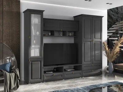 Гостиная Престиж 1 Вариант №3 Графит/Графит структурный