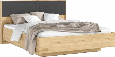 Флэш Кровать парящая 160 с ортопедом дерево, крафт золотой/браш графит