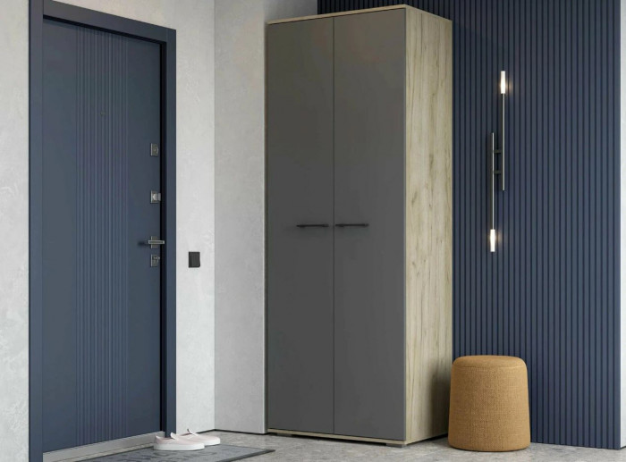 мс для прихожей Бостон ШК-800 дуб крафт серый/серый графит