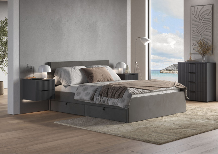 Кровать Тэя (кровать 160 + 2 ящ.), Микровелюр Zeekr-55
