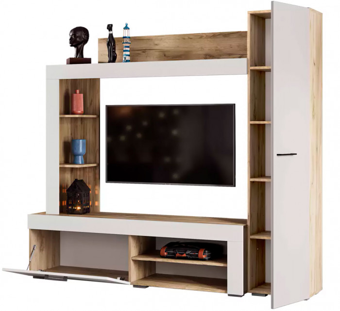 Гостиная "Николь" дуб крафт серый/софт айвори