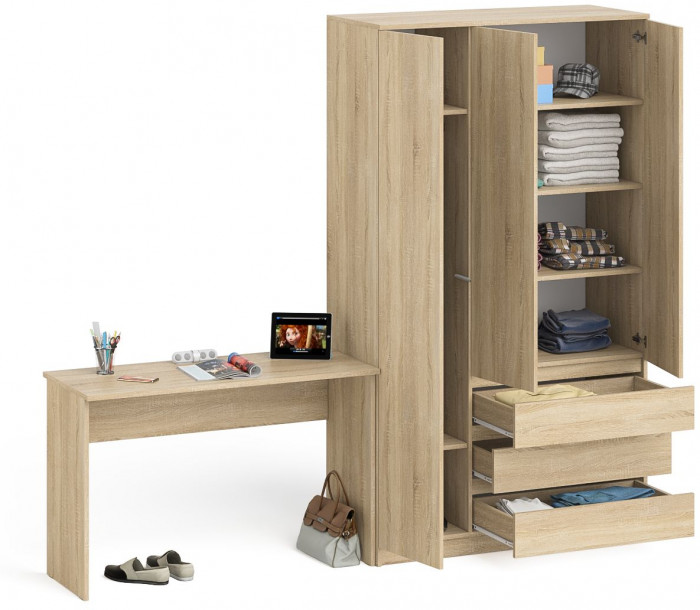 Мори письменный стол МСП1200.1 + Шкаф МШ1200.1, дуб сонома
