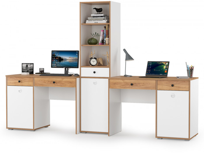 Вуди Компоновка № 10, цвет белый премиум/дуб крафт золотой, ШхГхВ 265х52,7х180,3 см., универсальная сборка