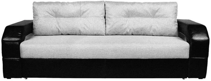 Диван-еврокнижка Манчестер, пружинный блок, 150х195,  рогожка/экокожа серый