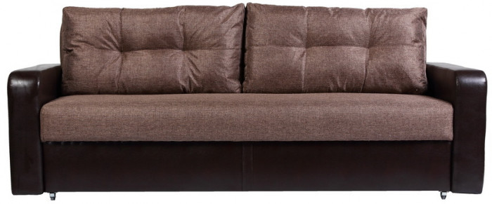 Диван-кровать Дублин 150х195, еврокнижка, рогожка/экокожа, коричневый