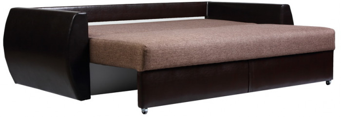 Диван-кровать Дублин 150х195, еврокнижка, рогожка/экокожа, коричневый