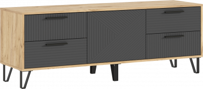 Флэш Тумба ТВ 1500 браш графит/дуб крафт