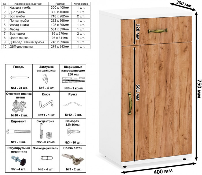 Лидер-8 Стол + Стол + Шкаф МД 19Б + Тумба МД 3.15, цвет белый шагрень/крафт золото, ШхГхВ 450х50х75/190 или 230х200/50х75/190 см., НЕ ун. сб.