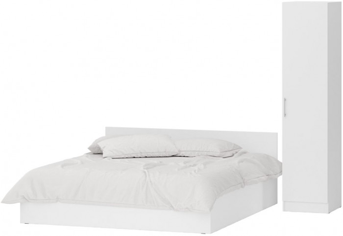 Кровать с ящиками 1800 + Пенал Стандарт, цвет белый, ШхГхВ 183,5х203,5х70 + 45х52х200 см., сп.м. 1800х2000 мм., без матраса, основание есть