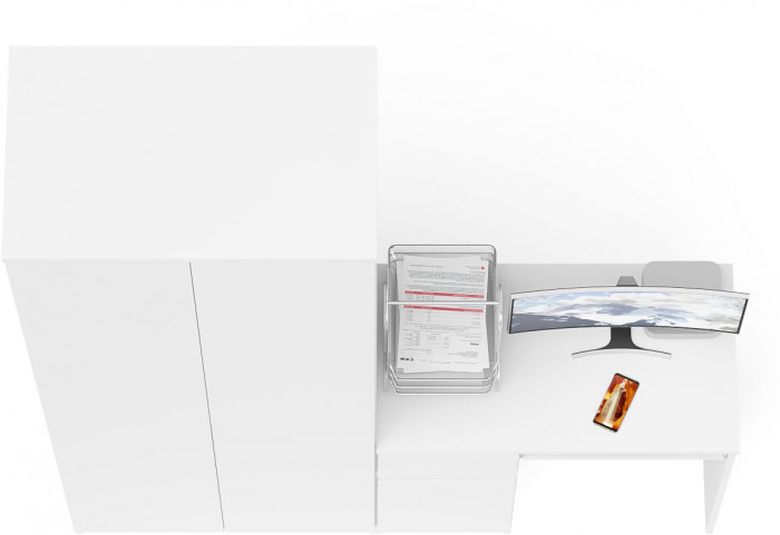 Мори Стол компьютерный МС-1 левый + Шкаф МШ800.1, цвет белый, ШхГхВ 170,4х50,4х209,6 см., выдвижной ящик слева, НЕ универсальная сборка