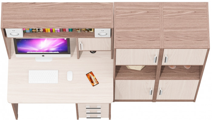 С-МД-СК9 Компоновка № 02, цвет ясень шимо светлый/ясень шимо тёмный, ШхГхВ 188х70х160 см., НЕ универсальная сборка