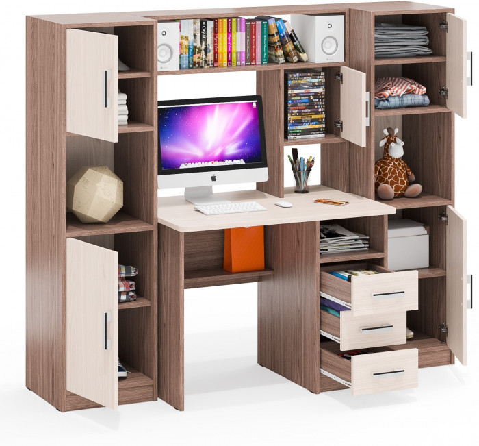 С-МД-СК9 Компоновка № 02, цвет ясень шимо светлый/ясень шимо тёмный, ШхГхВ 188х70х160 см., НЕ универсальная сборка