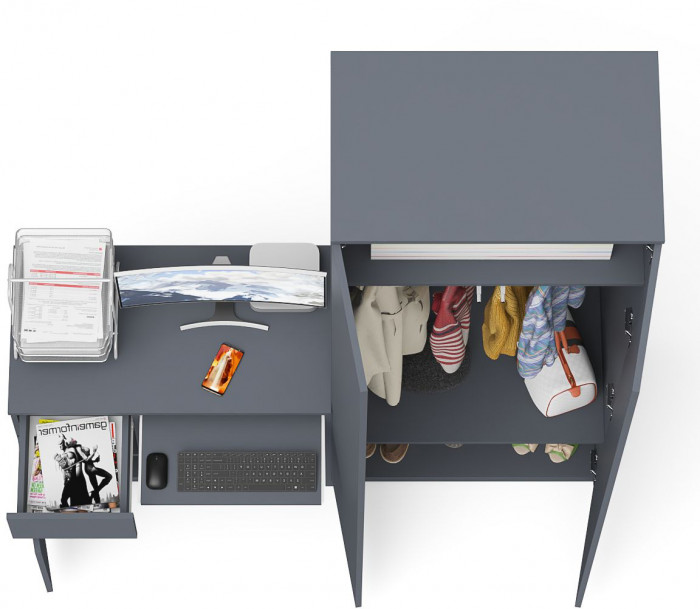 Мори Стол компьютерный МС-1 левый + Шкаф МШ800.1, цвет графит, ШхГхВ 170,4х50,4х209,6 см., выдвижной ящик слева, НЕ универсальная сборка