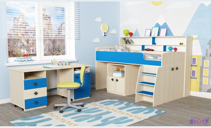 Кровать-чердак Малыш 5 (Винтерберг/Оранжевый)