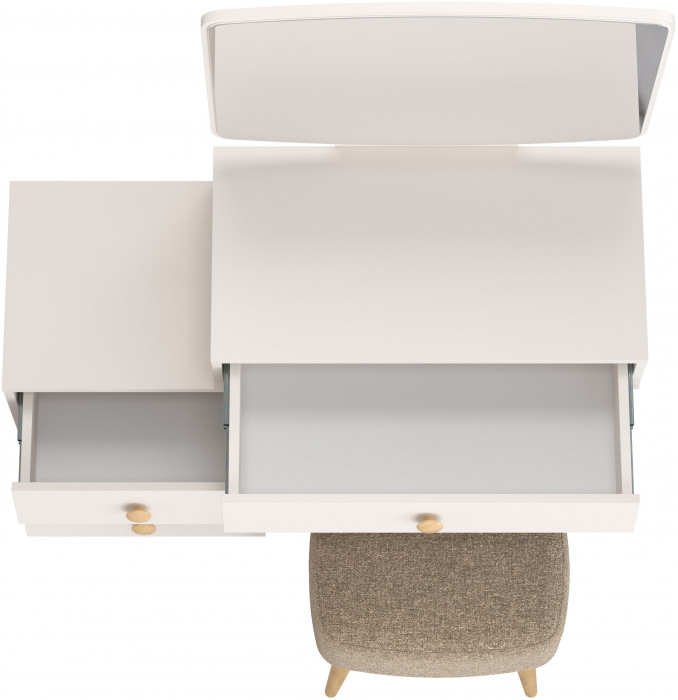 Афина Спальня 4-25901М1к.с. Трюмо + Банкетка 6-5135ТКШкор Полли, цвет кашемир серый/ткань коричневая, ШхГхВ 105х38,6х129 + 44х34х45 см., универс. сб.