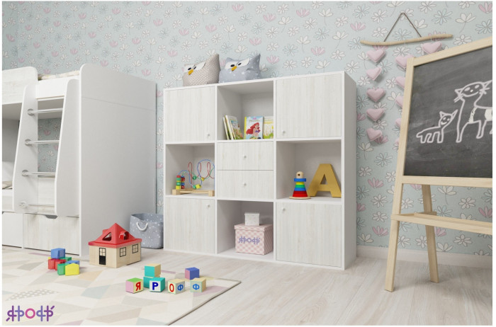 Стеллаж Джери (Дуб молочный/Ирис)