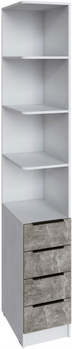 Угловое завершение Мадрид (0,35) с 4 ящ. левое, Белый/Ателье светлое