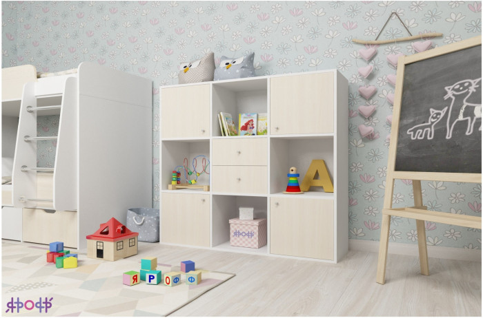 Стеллаж Джери (Белое дерево/Ирис)