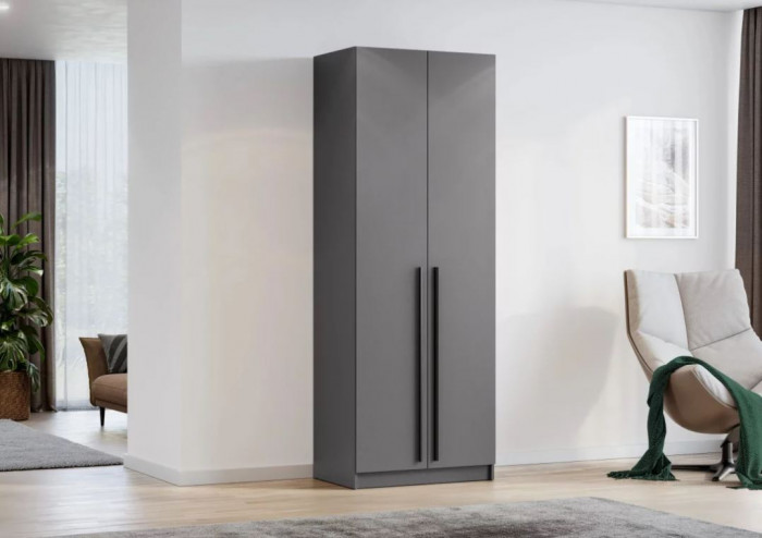 шкаф распашной Берген ПРО ШК-800 серый графит/серый графит