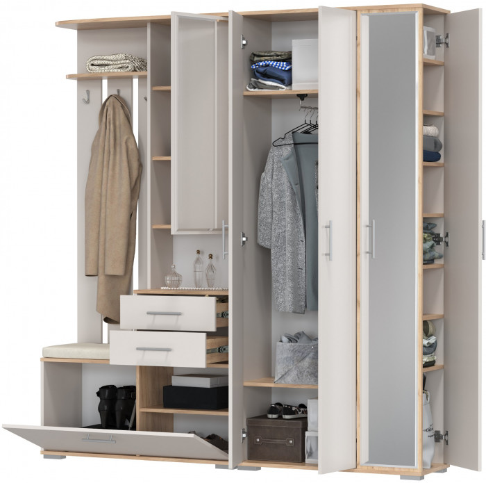 Прихожая Домино 5, дуб крафт золотой/кашемир серый