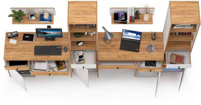 Вуди Компоновка № 15, цвет белый премиум/дуб крафт золотой, ШхГхВ 310х52,7х180,3 см., универсальная сборка