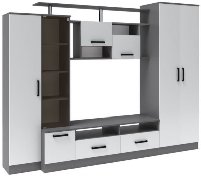 Гостиная Оскар-5 (2500*1920*450) графит серый/камень серый