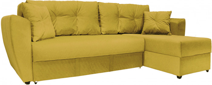 Диван-кровать угловой Амстердам Люкс, 160х200, еврокнижка, велюр, желтый