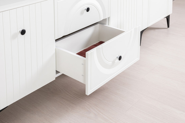 Валенсия Гостиная № 053, ЛДСП белый шагрень/МДФ белый шагрень